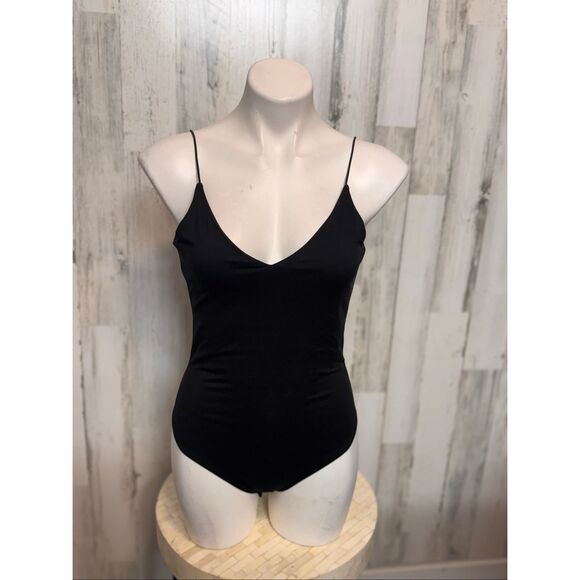 Gaze USA Black Spaghetti Strap V-Neck Bodysuit – Size M - Picture 4 of 7